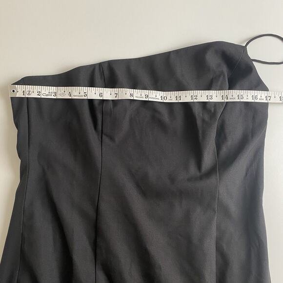 Anthropologie BHLDN‎ Dress ONE SHOULDER Sz 12 Black Slit Cutout Back Midi NEW - Picture 13 of 16